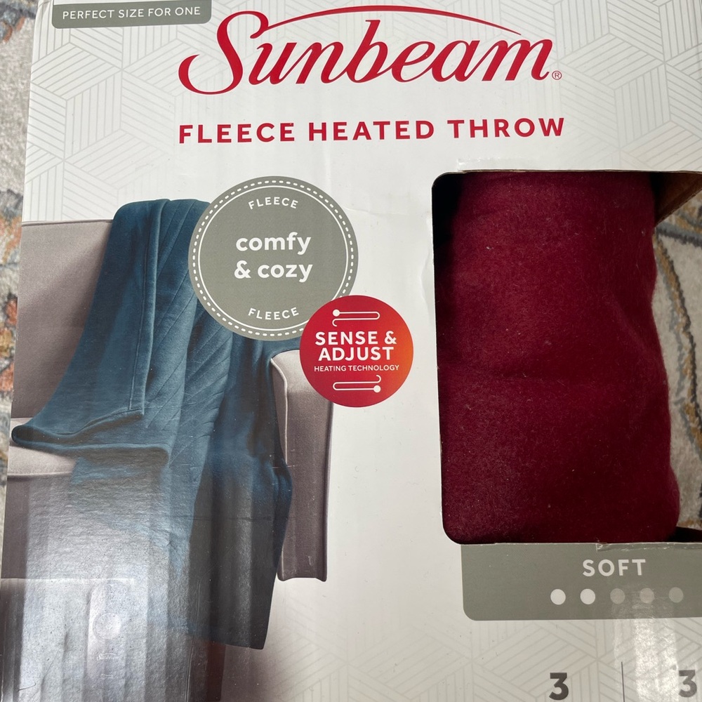 SUNBEAM heated fleece throw blanket